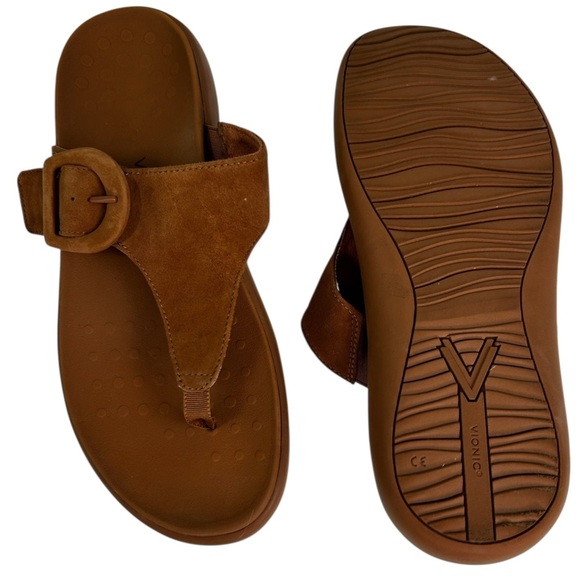 Vionic Activate RX Recovery Argan Brown Suede Platform Sandals Womens 9 Comfort - Picture 7 of 15